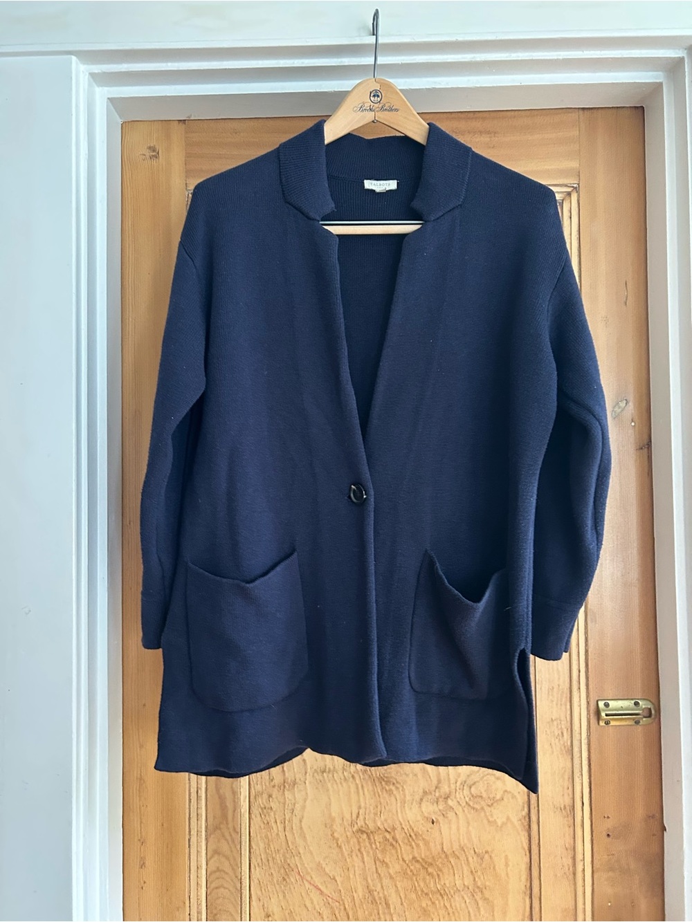 Talbots Navy Single-Button Pocket Cardigan